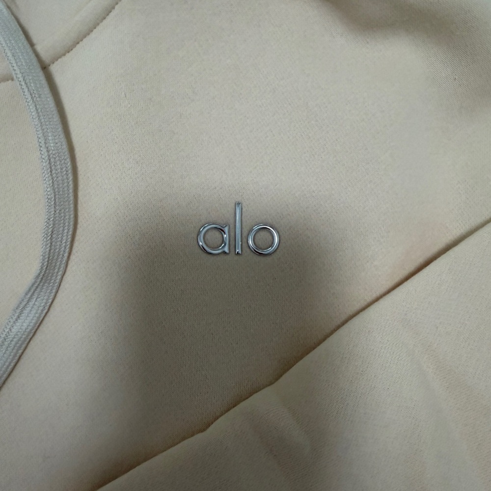ALO Yoga Full Zip Hoodie And Sweatpant Set Oat Milk Size S - Picture 4 of 10